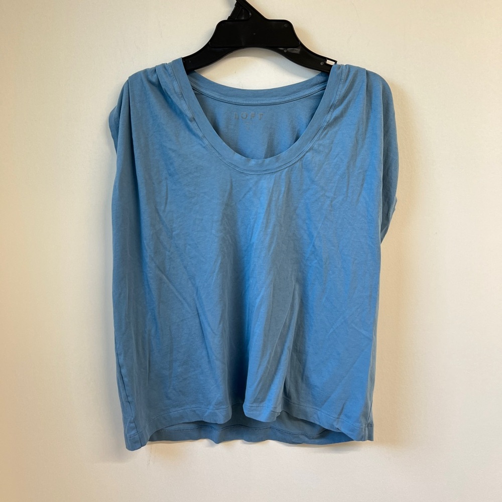 LOFT Blue Sleeveless Relaxed T-Shirt